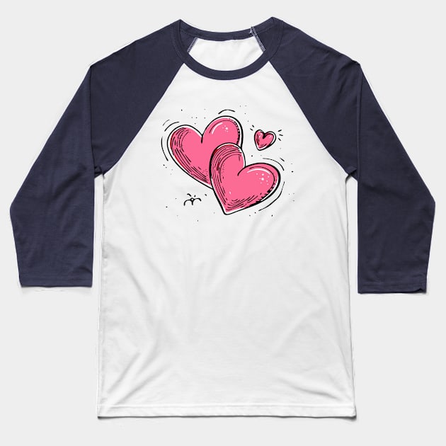 Two Hearts - Love Valentine's Day Lover Couple  Cute Funny Baseball T-Shirt by The Realm Within